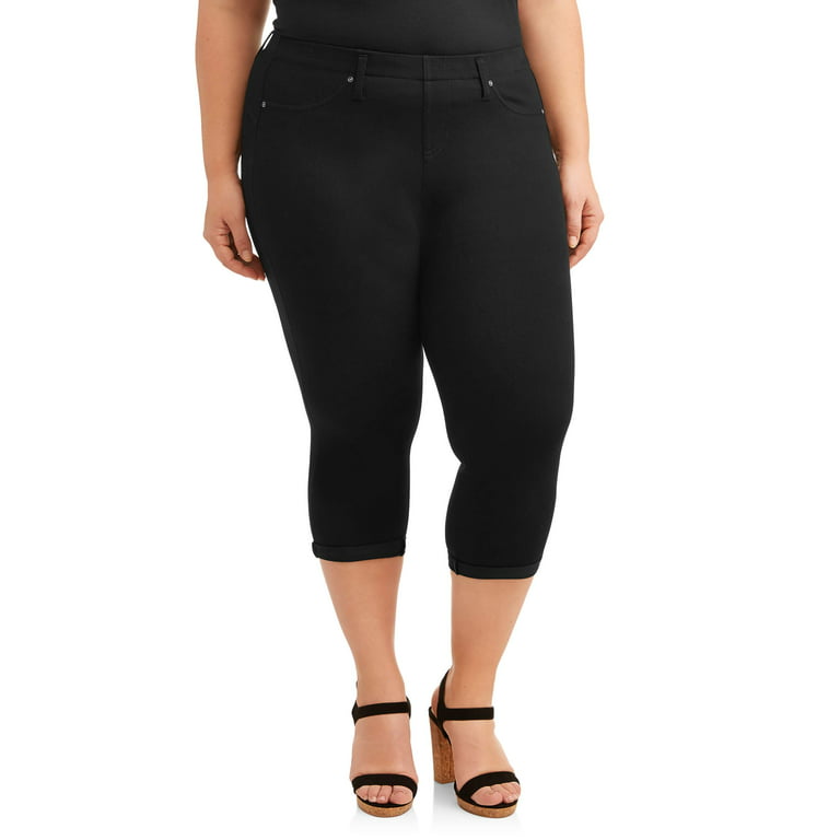 Terra & Sky Women's Plus Size Pull on Denim Capri Jeggings 