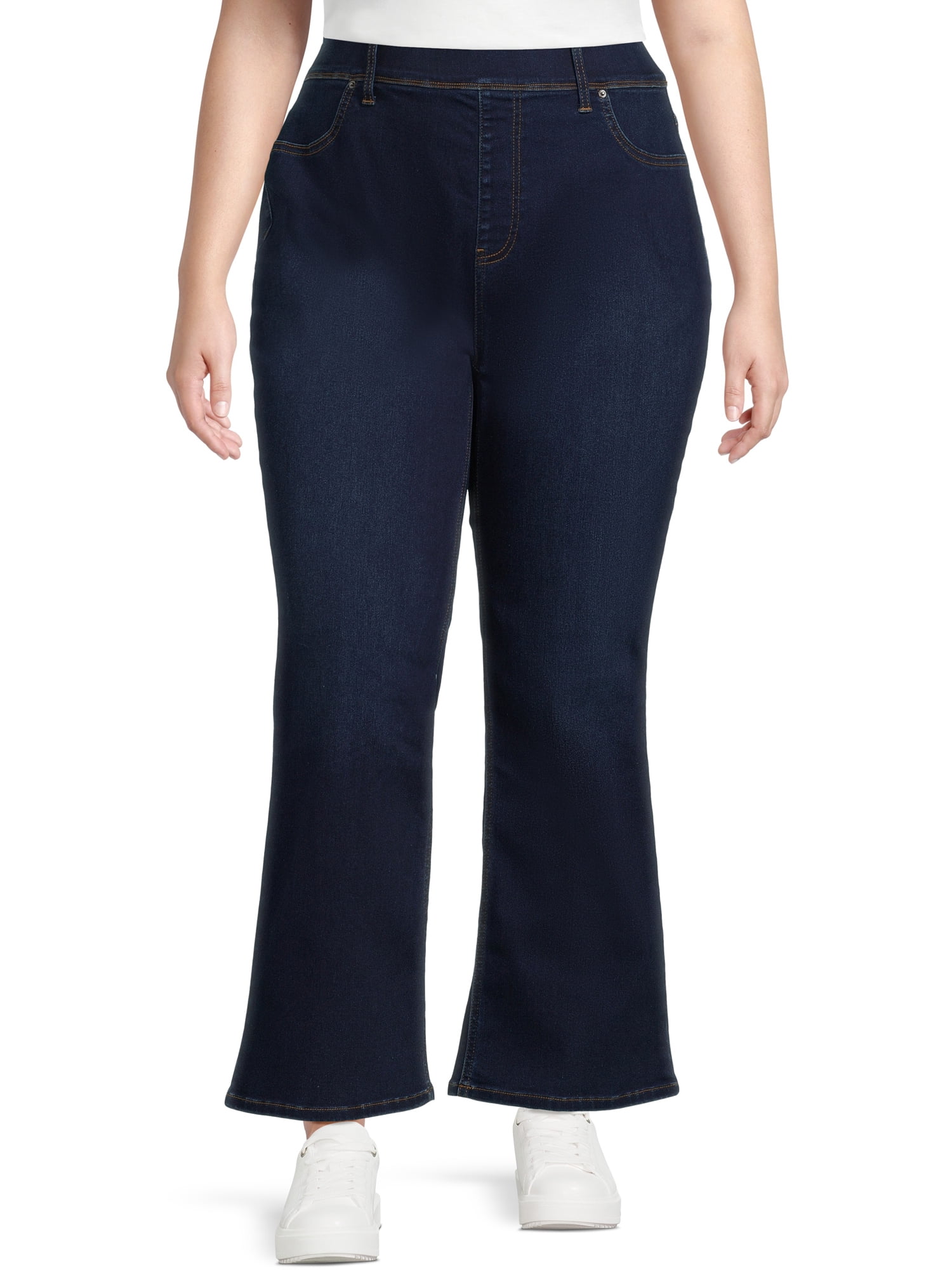 Terra & Sky Women's Plus Size Pull-on Mini Flare Jeans, sizes 0X-4X ...