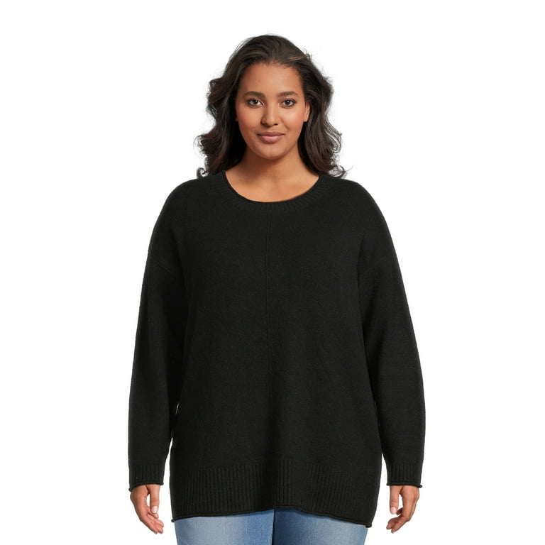 Terra & Sky Women's Plus Size Pullover Sweater with Center Seam, Midweight  
