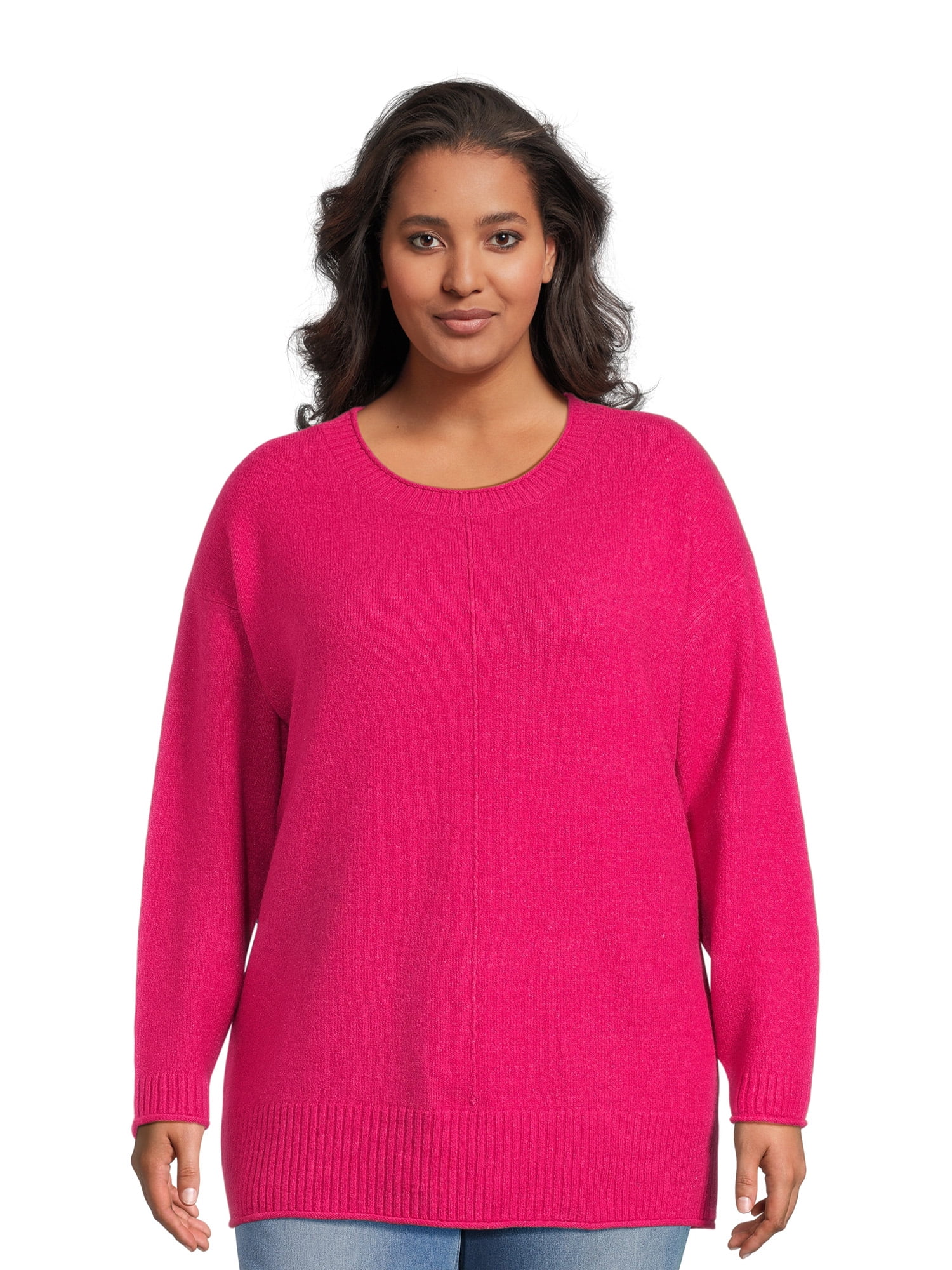 Terra And Sky Women S Plus Size Pullover Sweater With Center Seam Midweight