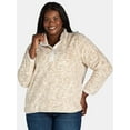 thumbnail image 1 of Terra & Sky Women's Plus Size Quarter Snap Fleece Shacket, Sizes 0X-5X, 1 of 6