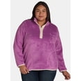 thumbnail image 1 of Terra & Sky Women's Plus Size Quarter Snap Fleece Shacket, Sizes 0X-5X, 1 of 5
