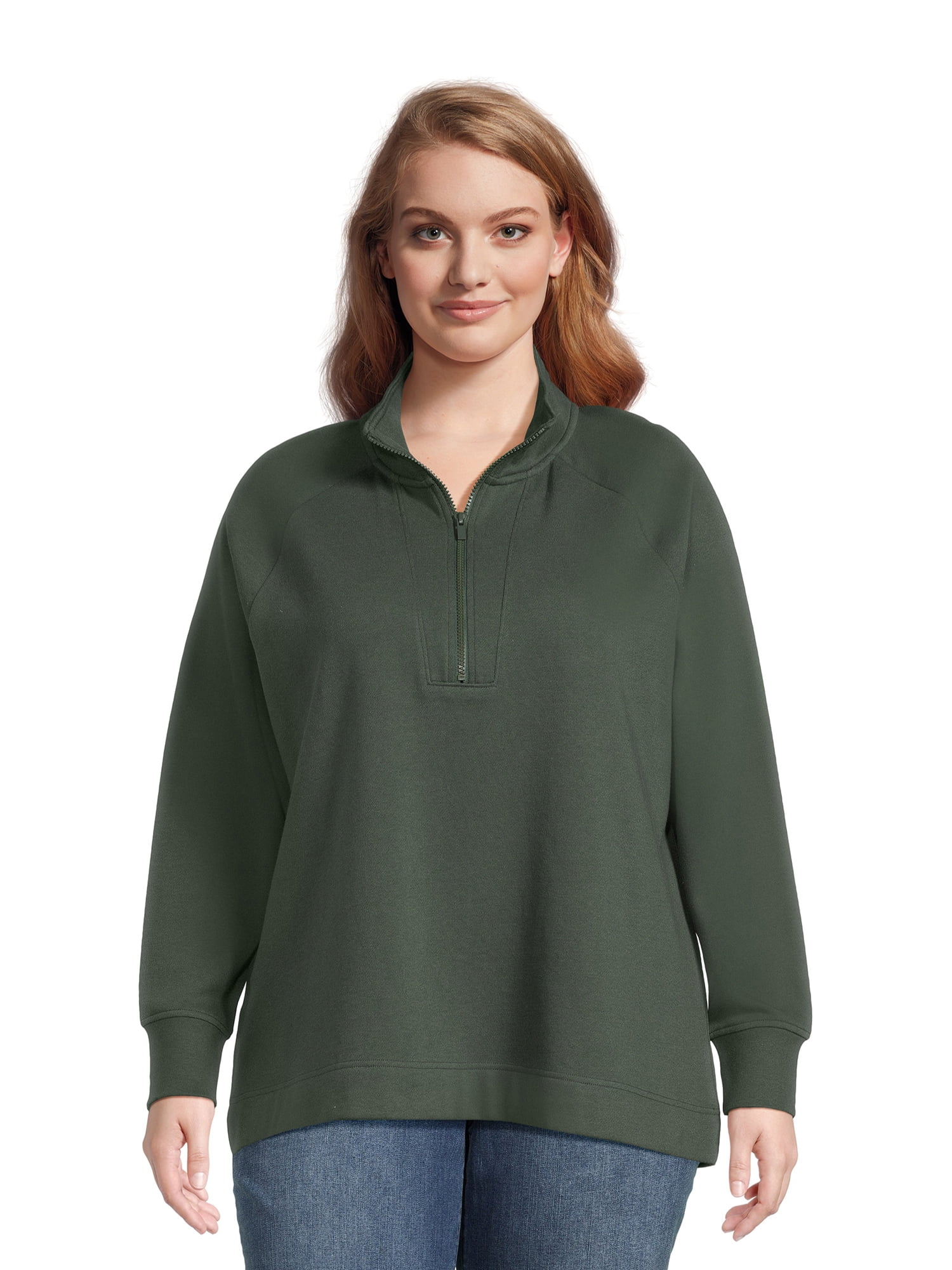 Terra & Sky Women's Plus Size Quarter Zip Sweatshirt - Walmart.com
