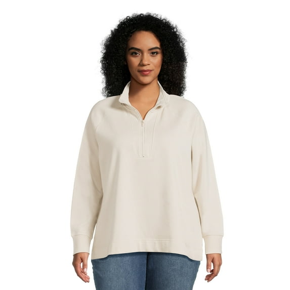 Terra & Sky Women's Plus Size Quarter Zip Sweatshirt