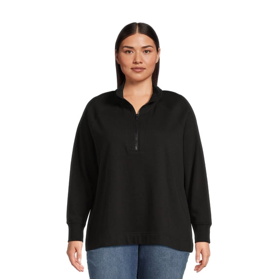 Terra & Sky Women's Plus Size Quarter Zip Sweatshirt