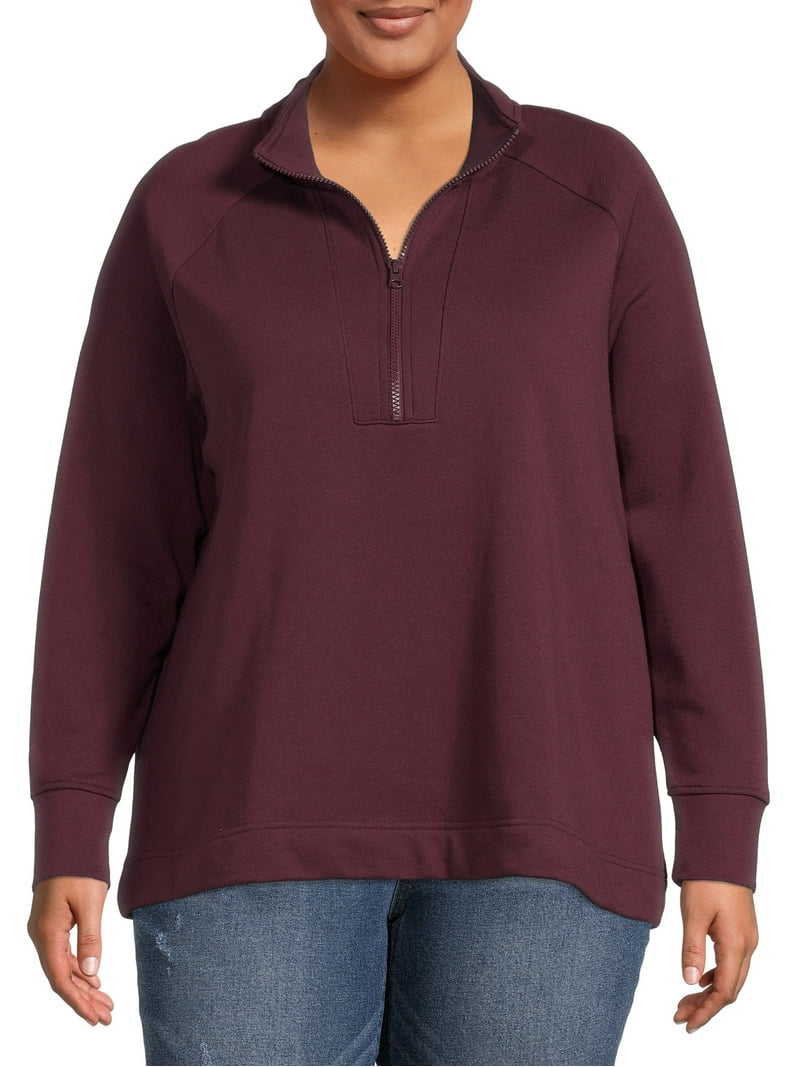 Terra & Sky Women's Plus Size Quarter-Zip Sweatshirt