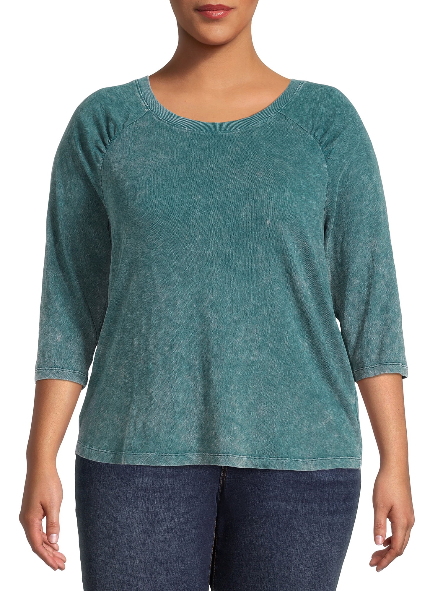 Terra & Sky Women's Plus Size Raglan Acid Wash T-Shirt - Walmart.com