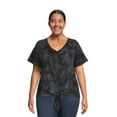 thumbnail image 1 of Terra & Sky Women's Plus Size Raglan Sleeve Tie Front Tee, 1 of 5