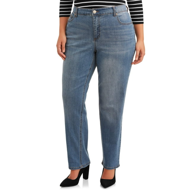 Terra & Sky Women's Plus Size Repreve Classic Straight Leg Jeans with ...