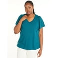 thumbnail image 1 of Terra & Sky Women's Plus Size Ribbed Flutter Sleeve Top, Sizes 0X-5X, 1 of 5