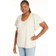 thumbnail image 1 of Terra & Sky Women's Plus Size Ribbed Flutter Sleeve Top, Sizes 0X-5X, 1 of 5