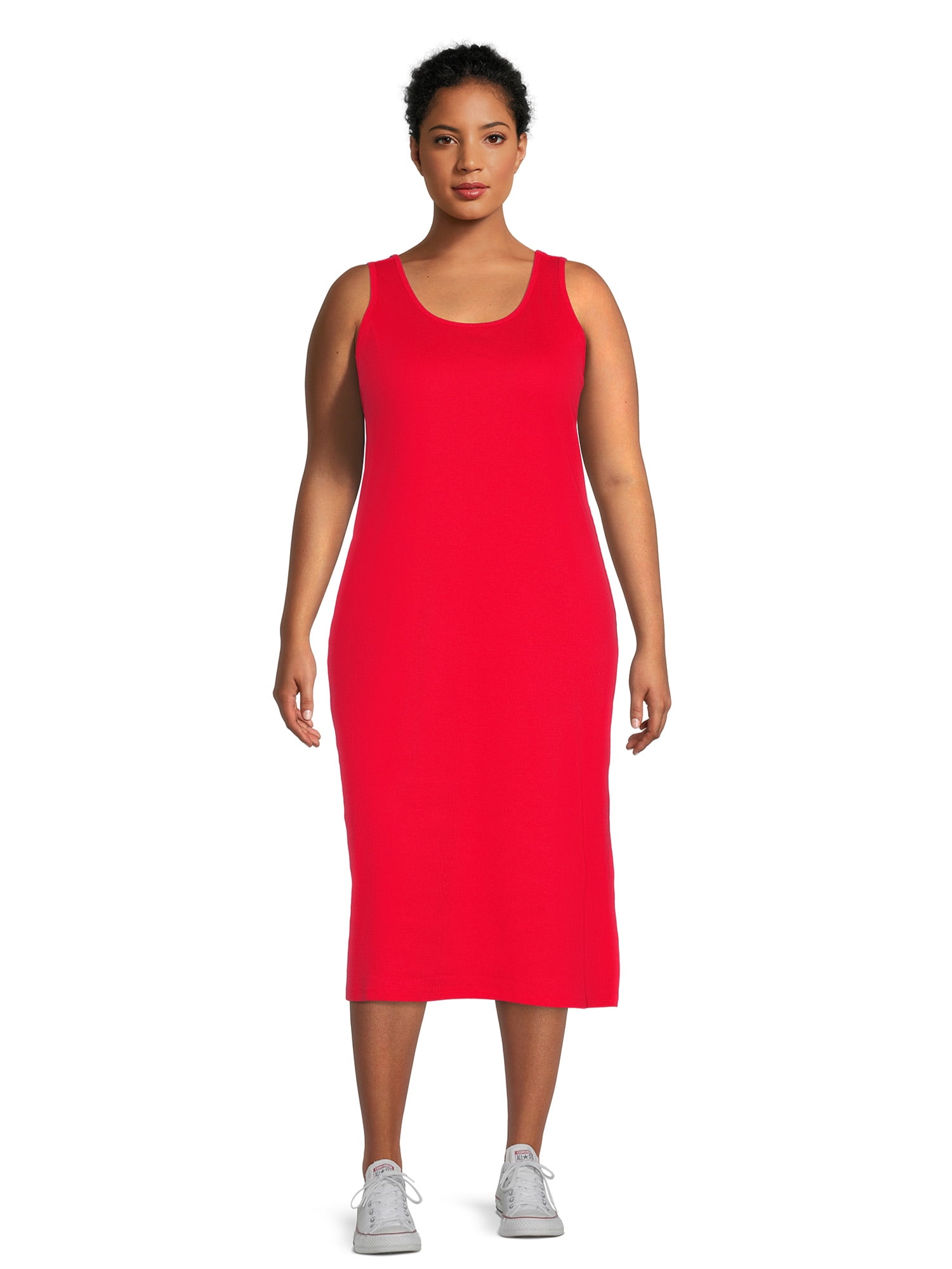 Terra u0026 Sky Women's Plus Size Ribbed Midi Tank Dress - Walmart.com