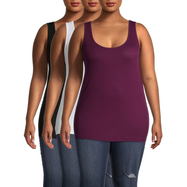 Terra & Sky Women's Plus Size Ribbed Tank Top, 3Pack