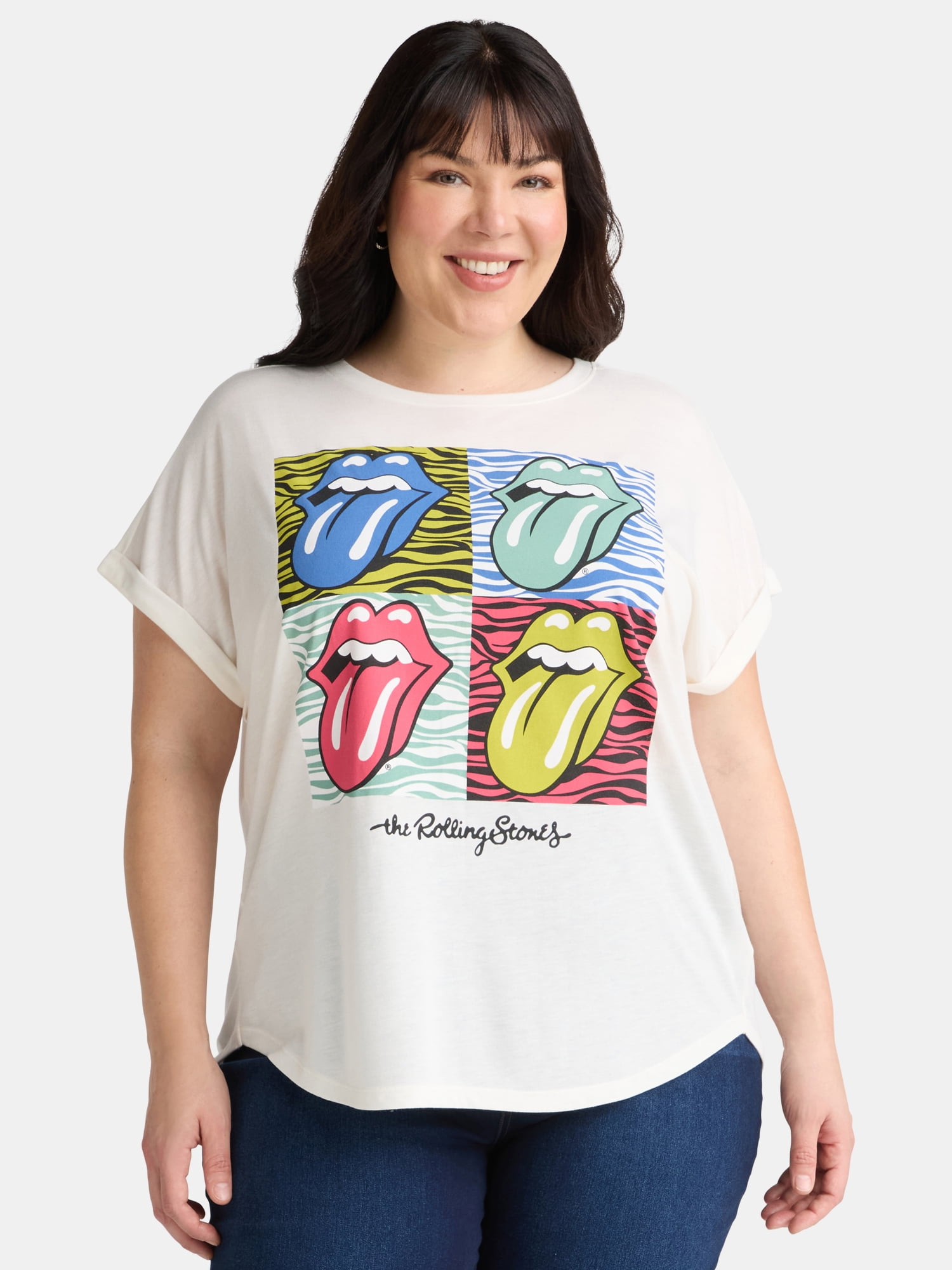 Terra & Sky Women's Plus Size Rolling Stones Graphic Tee