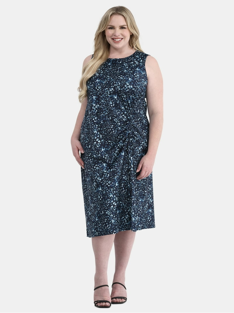 knee length dresses for ladies Nadia Ruched Midi Dress Curve – Sugarlips main image 1