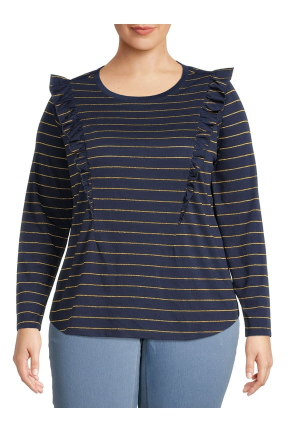 Women's Plus Size Ruffle Knit Top