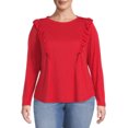 thumbnail image 1 of Terra & Sky Women's Plus Size Ruffle Knit Top, 1 of 6