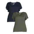 thumbnail image 1 of Terra & Sky Women's Plus Size Ruffle Sleeve Tee, 2-Pack, 1 of 5