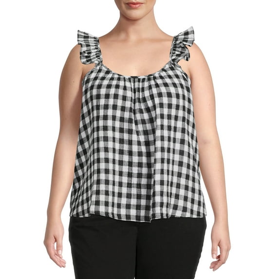 Terra & Sky Women's Plus Size Ruffle Strap Tank Top