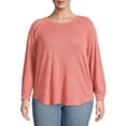 thumbnail image 1 of Terra & Sky Women's Plus Size Ruffle Top with Long Raglan Sleeves, 1 of 5