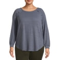 thumbnail image 1 of Terra & Sky Women's Plus Size Ruffle Top with Long Raglan Sleeves, 1 of 5
