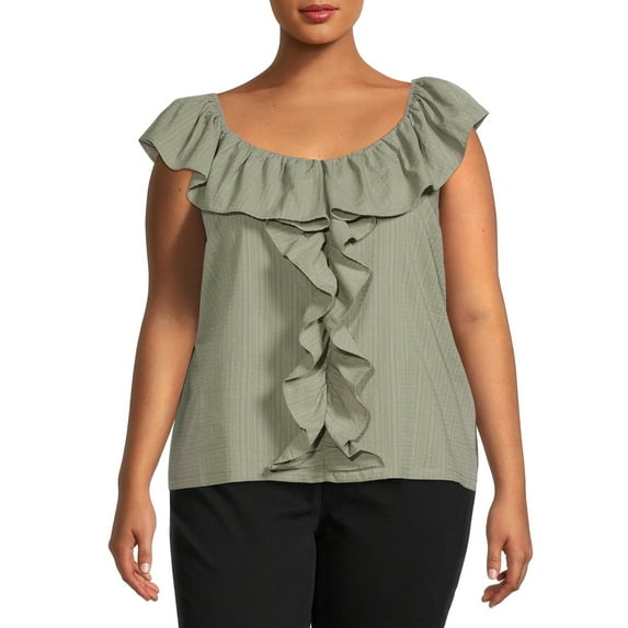 Terra & Sky Women's Plus Size Ruffle Top