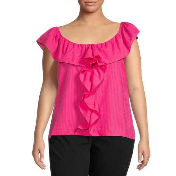 Terra & Sky Women's Plus Size Ruffle Top