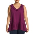 thumbnail image 1 of Terra & Sky Women’s Plus Size Ruffled V-Neck Tank Top, 1 of 6