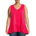 thumbnail image 1 of Terra & Sky Women’s Plus Size Ruffled V-Neck Tank Top, 1 of 5