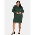thumbnail image 1 of Terra & Sky Women's Plus Size Scoop Neck Leopard Print Sweater Dress, 0X-4X, 1 of 4