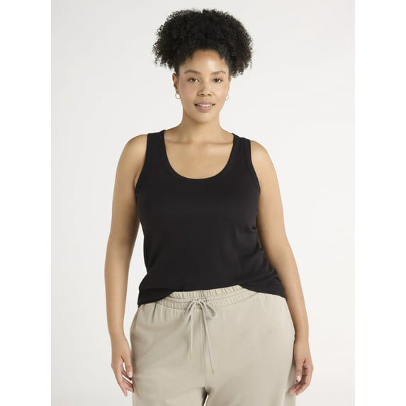 Terra & Sky Women's Plus Size Scoop Neck Ribbed Tank Top