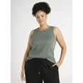thumbnail image 1 of Terra & Sky Women's Plus Size Scoop Neck Ribbed Tank Top, 1 of 5