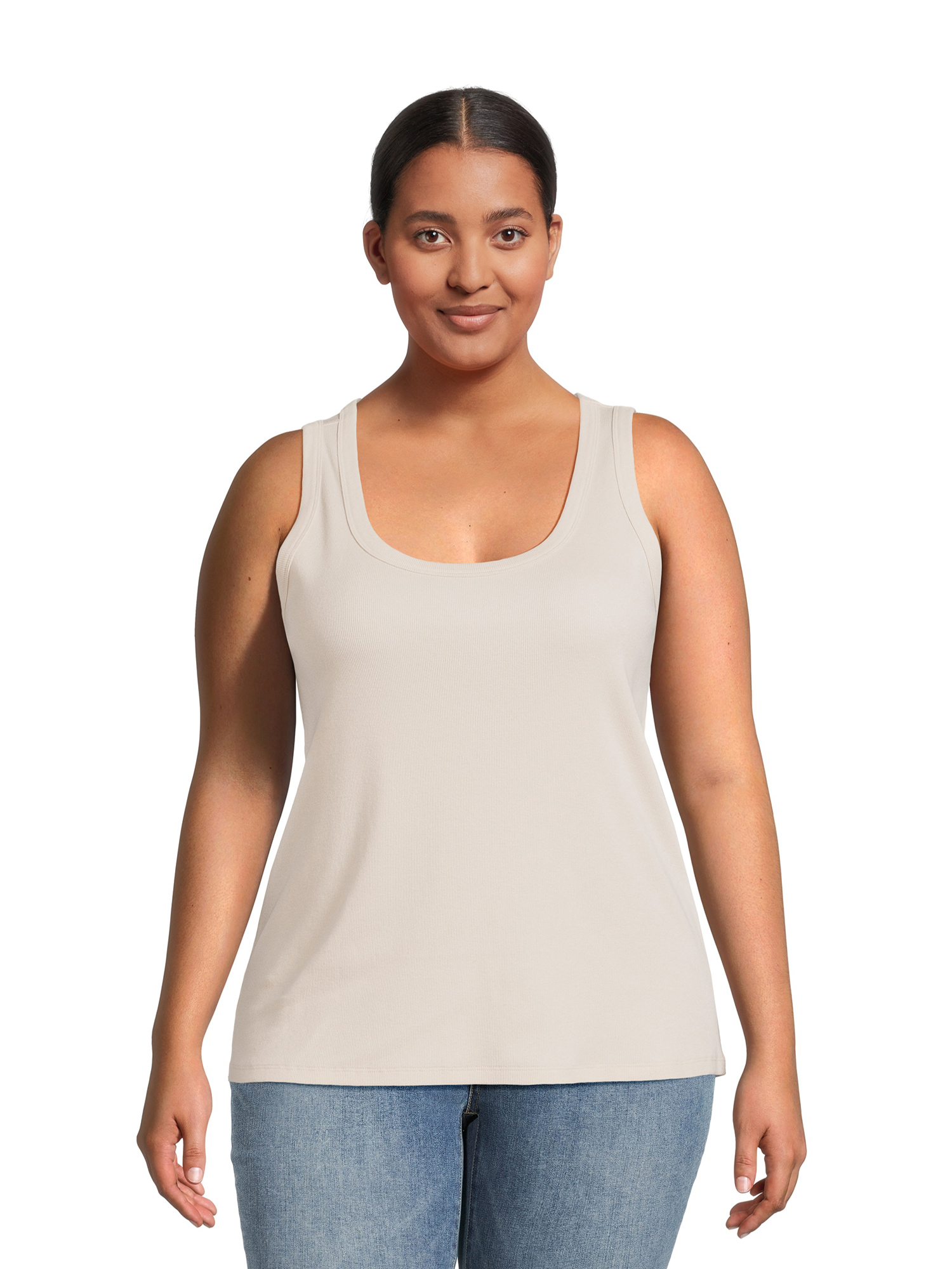 Hering Women's Ribbed Fitted Scoopneck Camisole Tank Top – 01UW – S, M, L