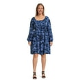 thumbnail image 1 of Terra & Sky Women's Plus Size Shirred Mini Dress, Sizes 0X-4X, 1 of 6