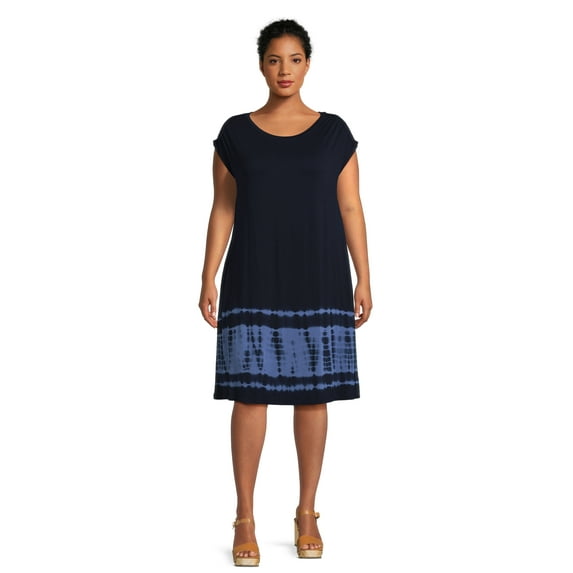 Terra & Sky Women's Plus Size Shirred Tie Dye Dress