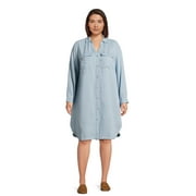 Terra & Sky Women’s Plus Size Shirtdress with Long Sleeves