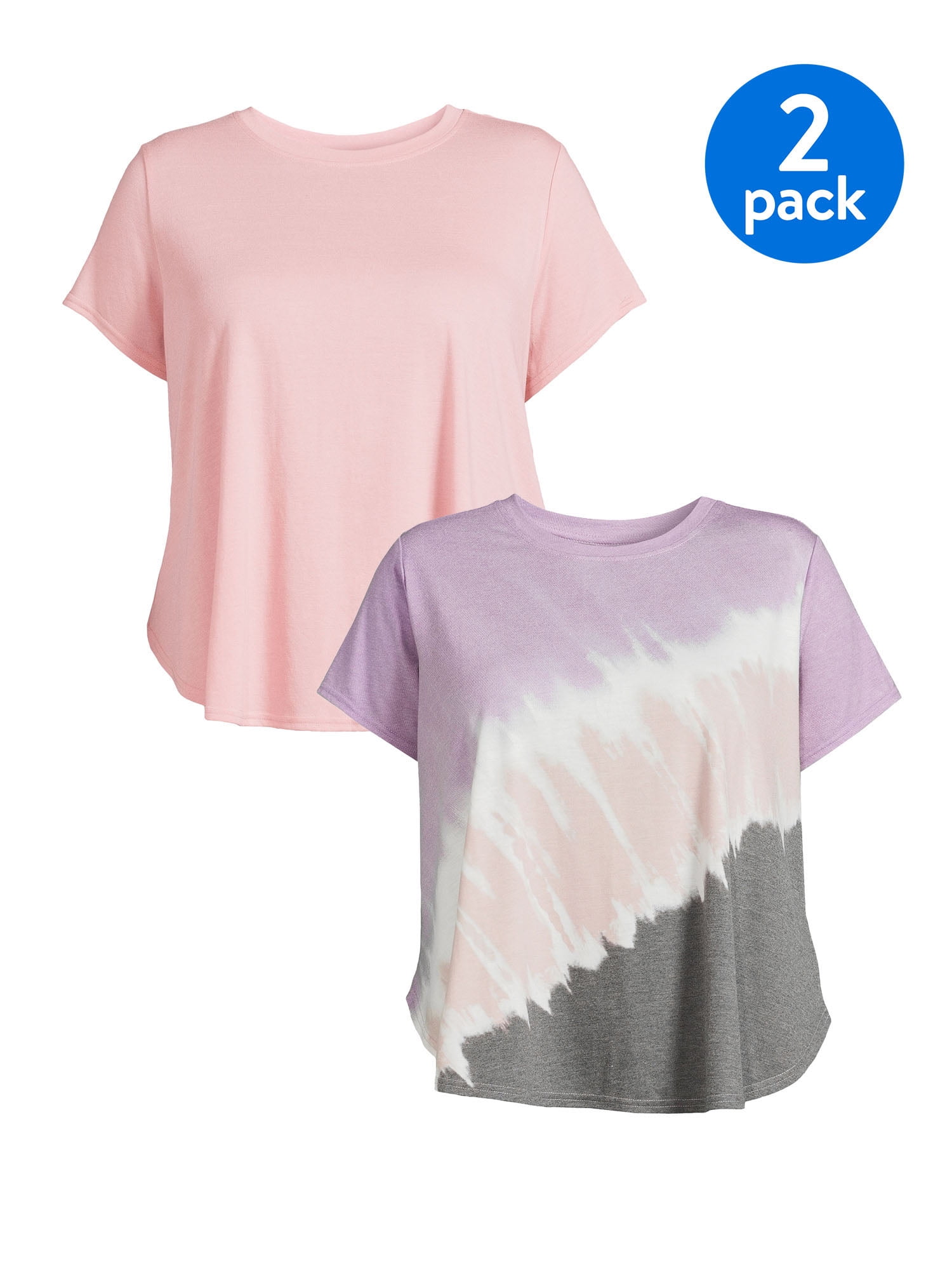 Terra & Sky Women's Plus Size Shirttail Tshirt, 2Pack