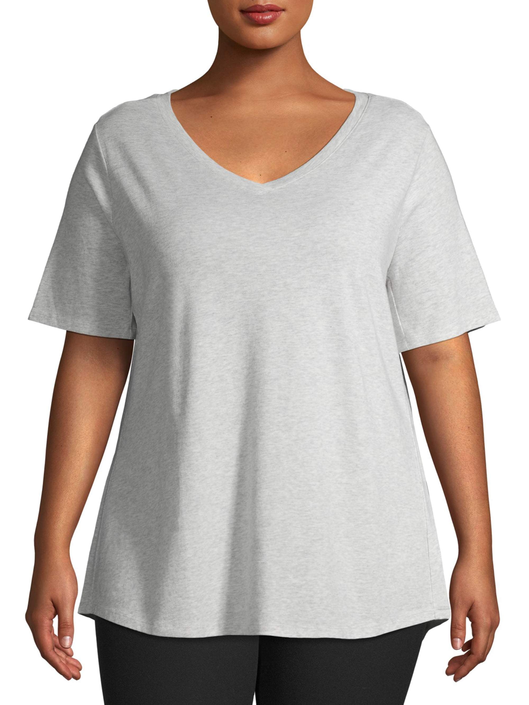 Terra & Sky Women's Plus Size Short Sleeve Everyday Essential V-Neck T ...