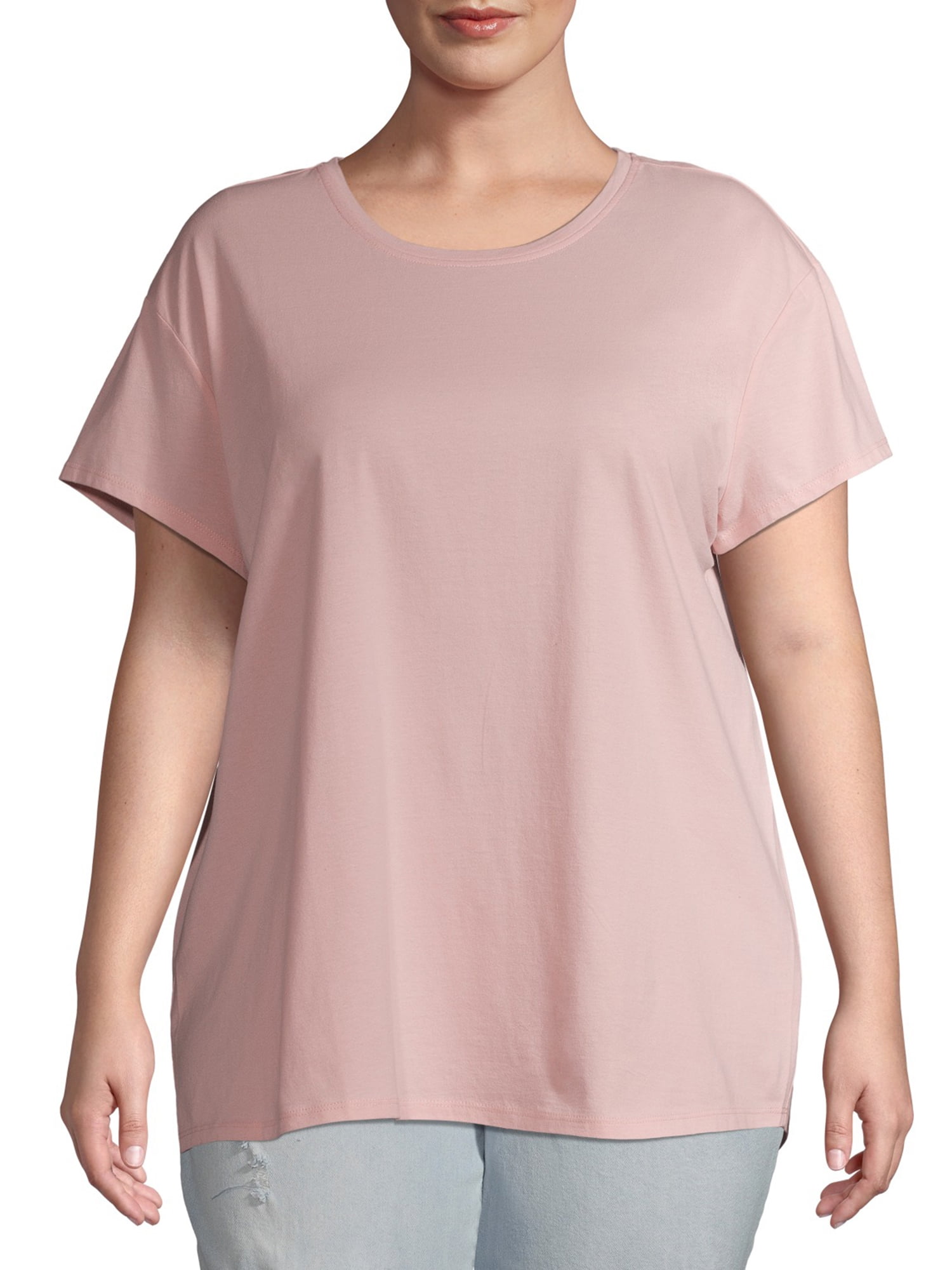 Terra & Sky Women's Plus Size Short Sleeve Super Soft Shirttail T-Shirt 