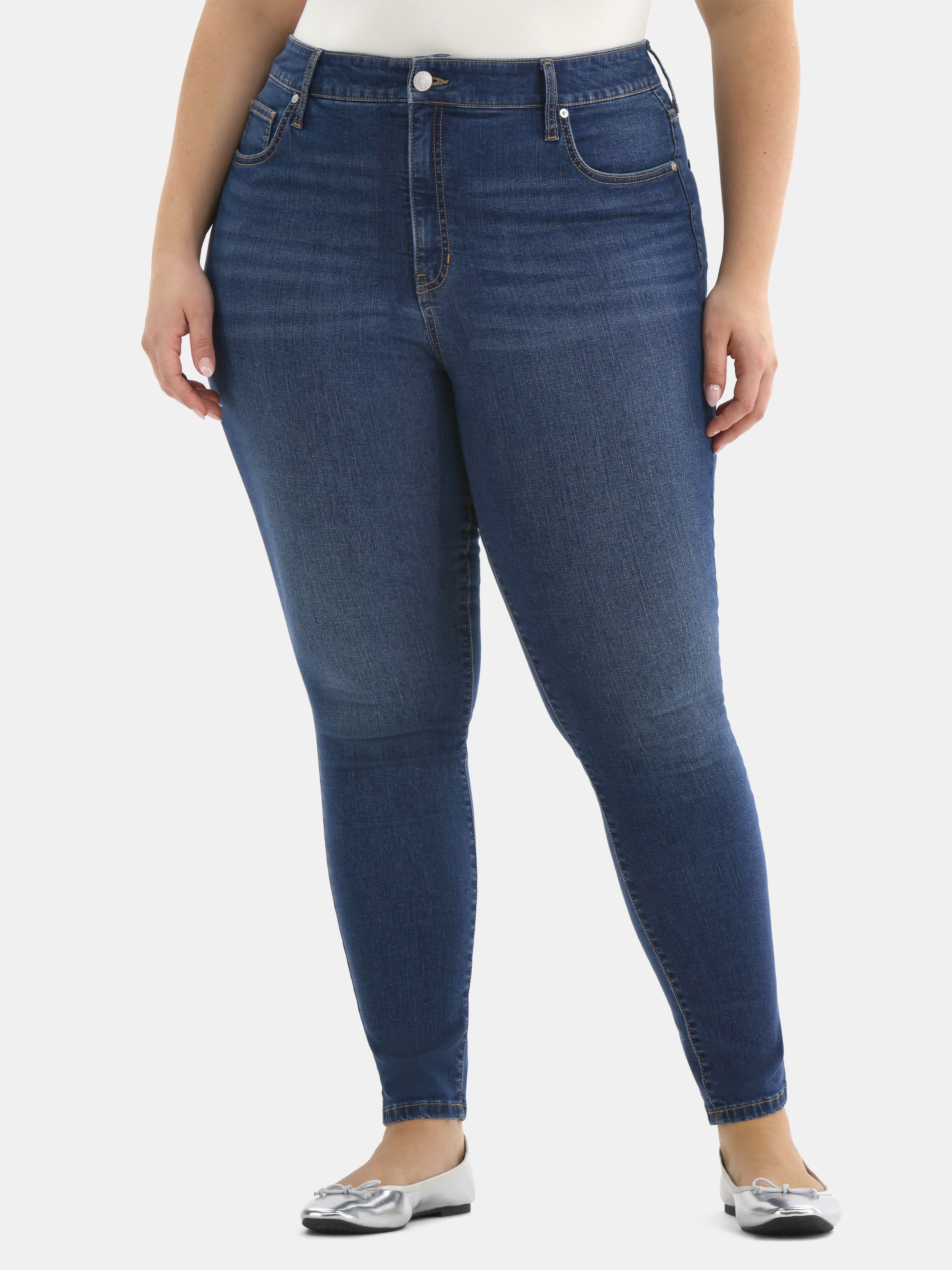 Terra & Sky Women's Plus Size Skinny High Rise Jeans, Sizes 14W-26W