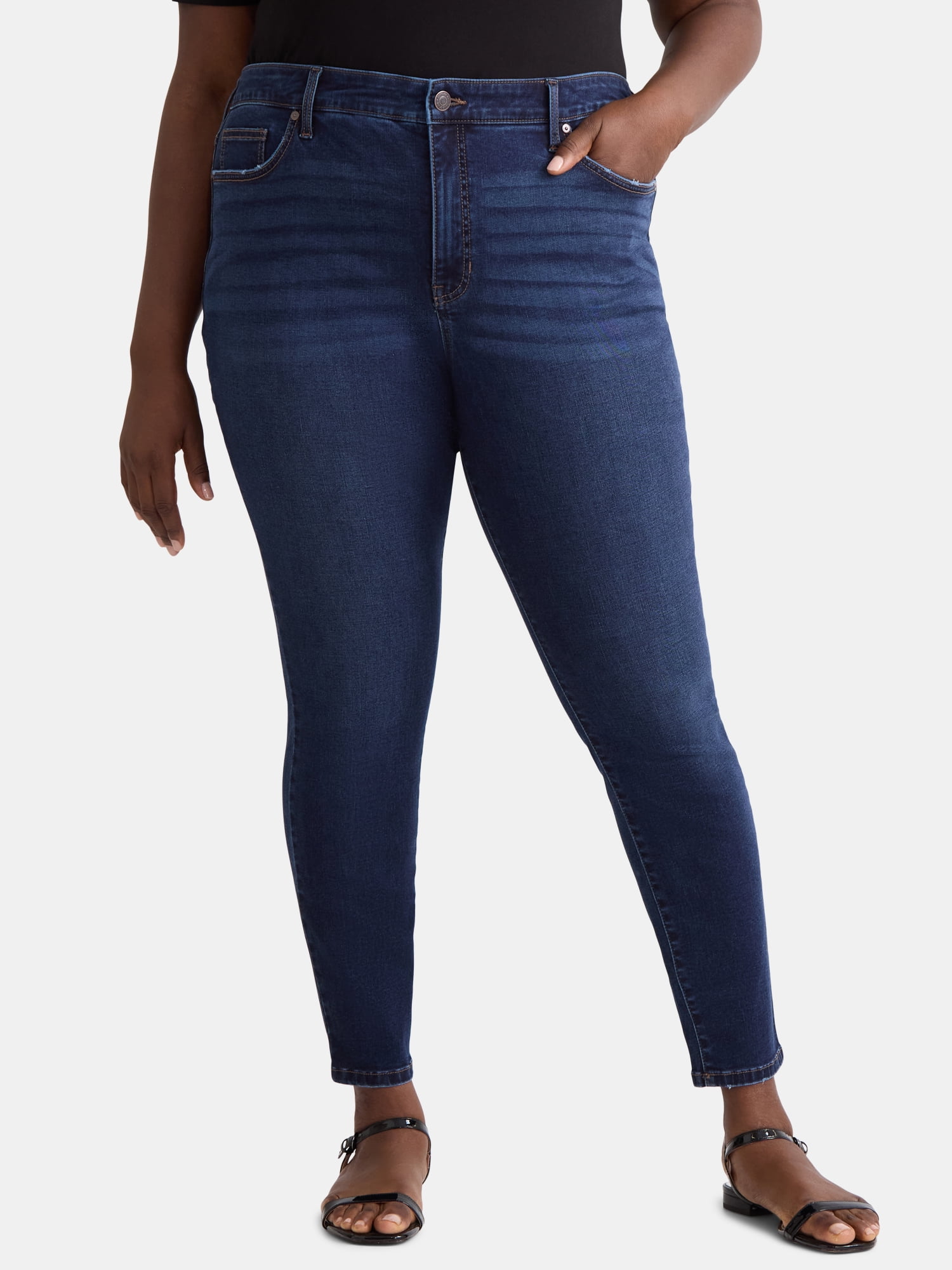 Terra & Sky Women's Plus Size Skinny Straight Jeans, Sizes 14W-34W