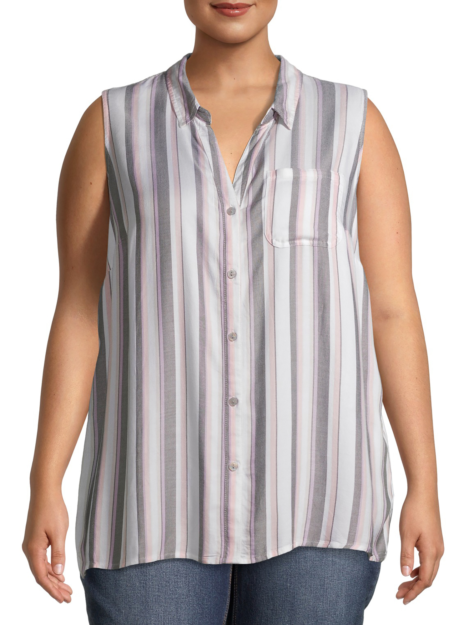 Terra & Sky Women's Plus Size Sleeveless Camp Shirt - Walmart.com