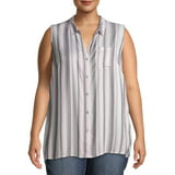 Terra & Sky Women's Plus Size Sleeveless Camp Shirt - Walmart.com