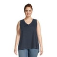 Terra & Sky Women's Plus Size Sleeveless Cotton Swing Top, Sizes 0X4X