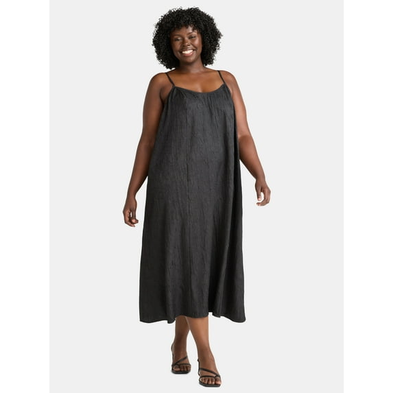 Terra & Sky Women's Plus Size Sleeveless Crinkle Midi Dress, Sizes 0X-5X