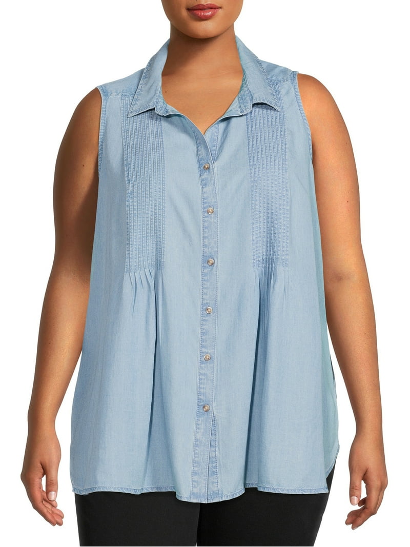 トップス y's pintuck shirt [Pre-owned] Women's Boxy Cropped No Iron Pintuck Shirt | Lands' End