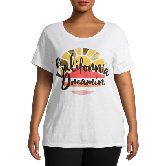 Terra & Sky Women's Plus Size Slub Graphic Tee