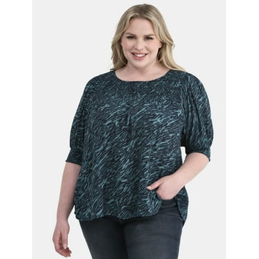 Terra & Sky Women's Plus Size Smocked Blouse, Sizes 0X-5X