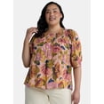 thumbnail image 1 of Terra & Sky Women's Plus Size Smocked Blouse, Sizes 0X-5X, 1 of 5