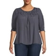 Terra & Sky Women's Plus Size Smocked Blouse